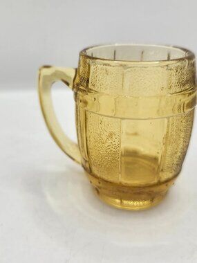 Vintage Hazel-Atlas Amber Glass Barrel Shaped Toothpick Holder